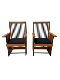 Two Art Deco Modernist High Back Armchairs by Architect Caspers, 1920s